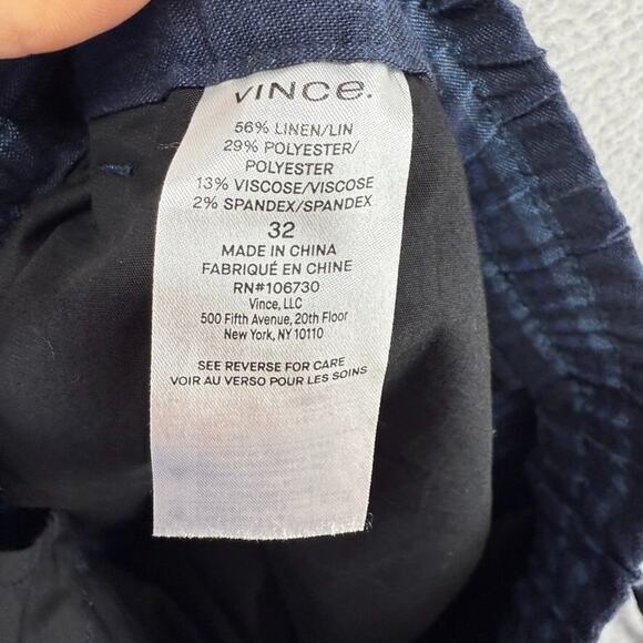 Vince Shorts Men's 32 Blue Linen Blend Lightweight Striped Elastic Waist 9 Inch - Picture 8 of 9